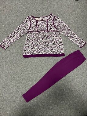 Monsoon Girls' Purple Long-Sleeve Top and leggings Matching Set